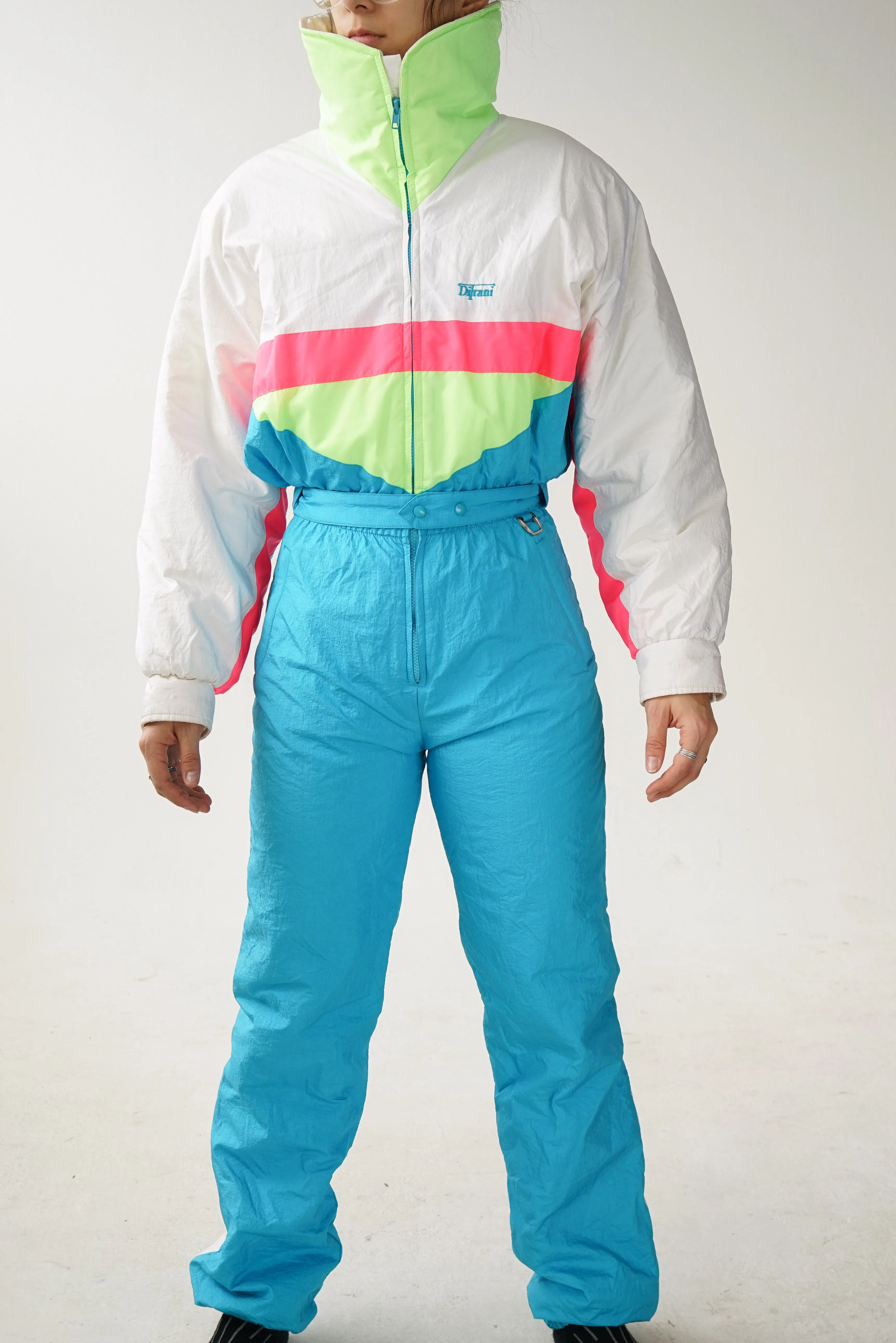 One piece Ditrani rétro fluo ski suit, snow suit pour femme taille 12 (S-M)