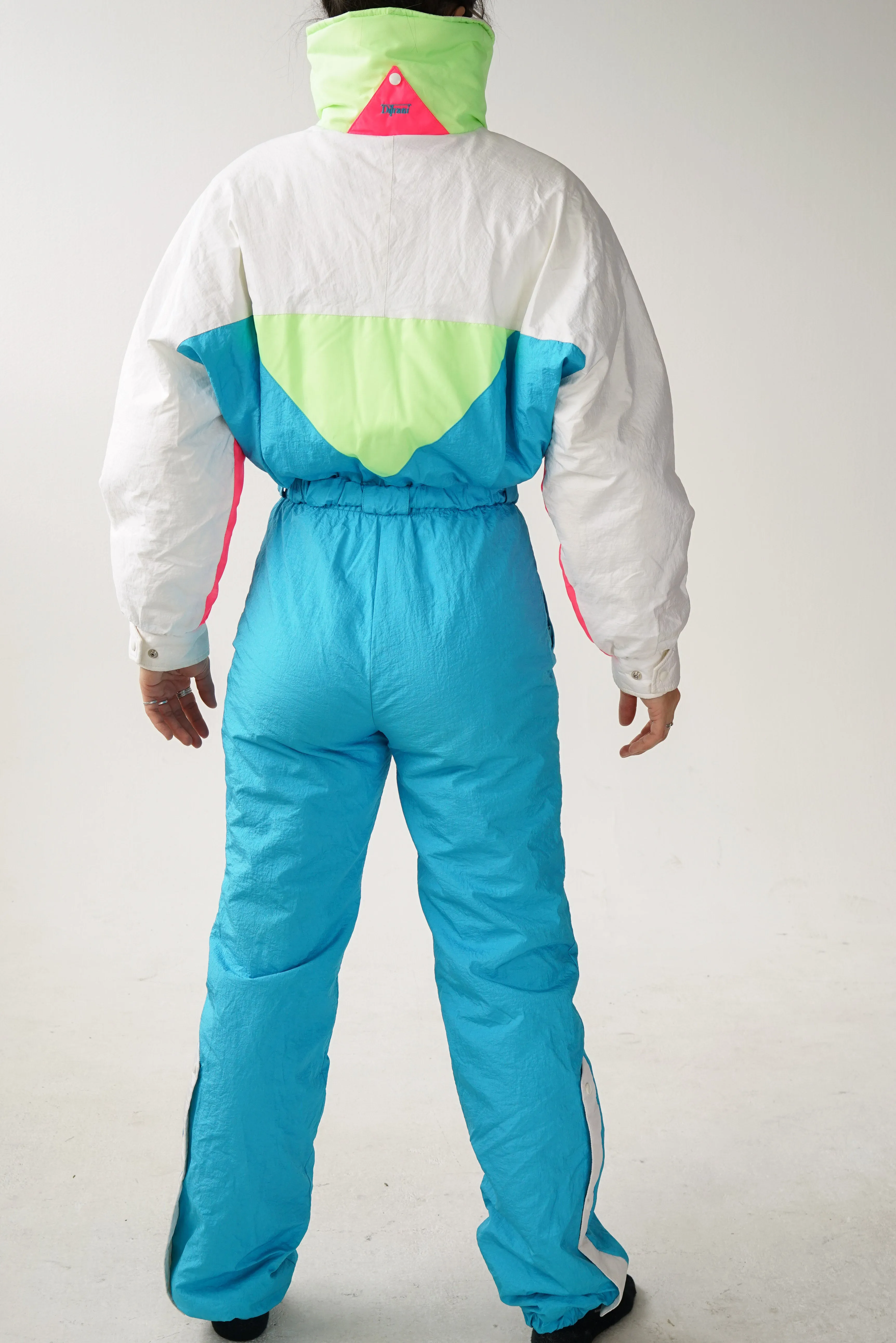 One piece Ditrani rétro fluo ski suit, snow suit pour femme taille 12 (S-M)