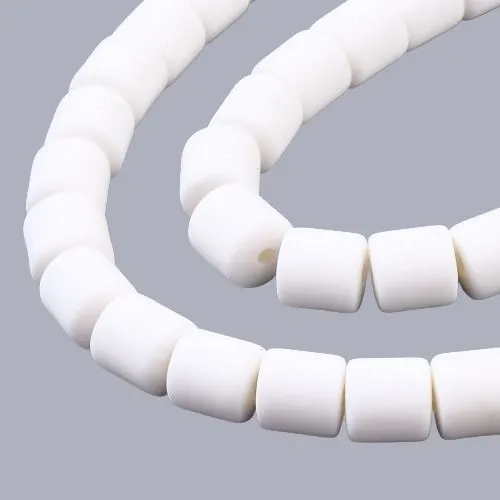 Polymer Clay Beads, Column, White, 6.5mm