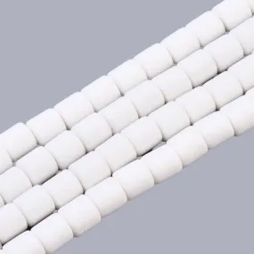 Polymer Clay Beads, Column, White, 6.5mm