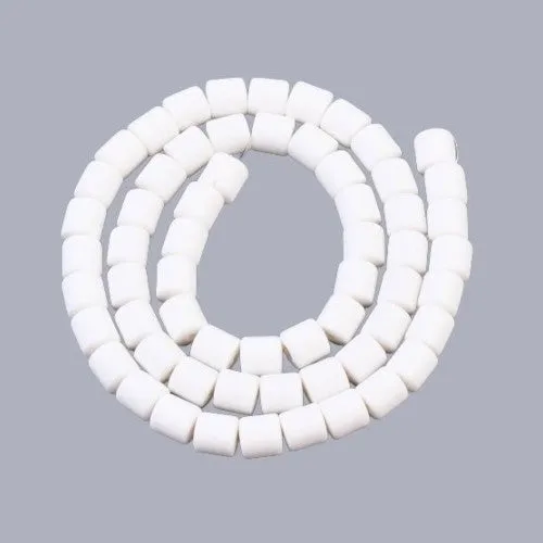 Polymer Clay Beads, Column, White, 6.5mm