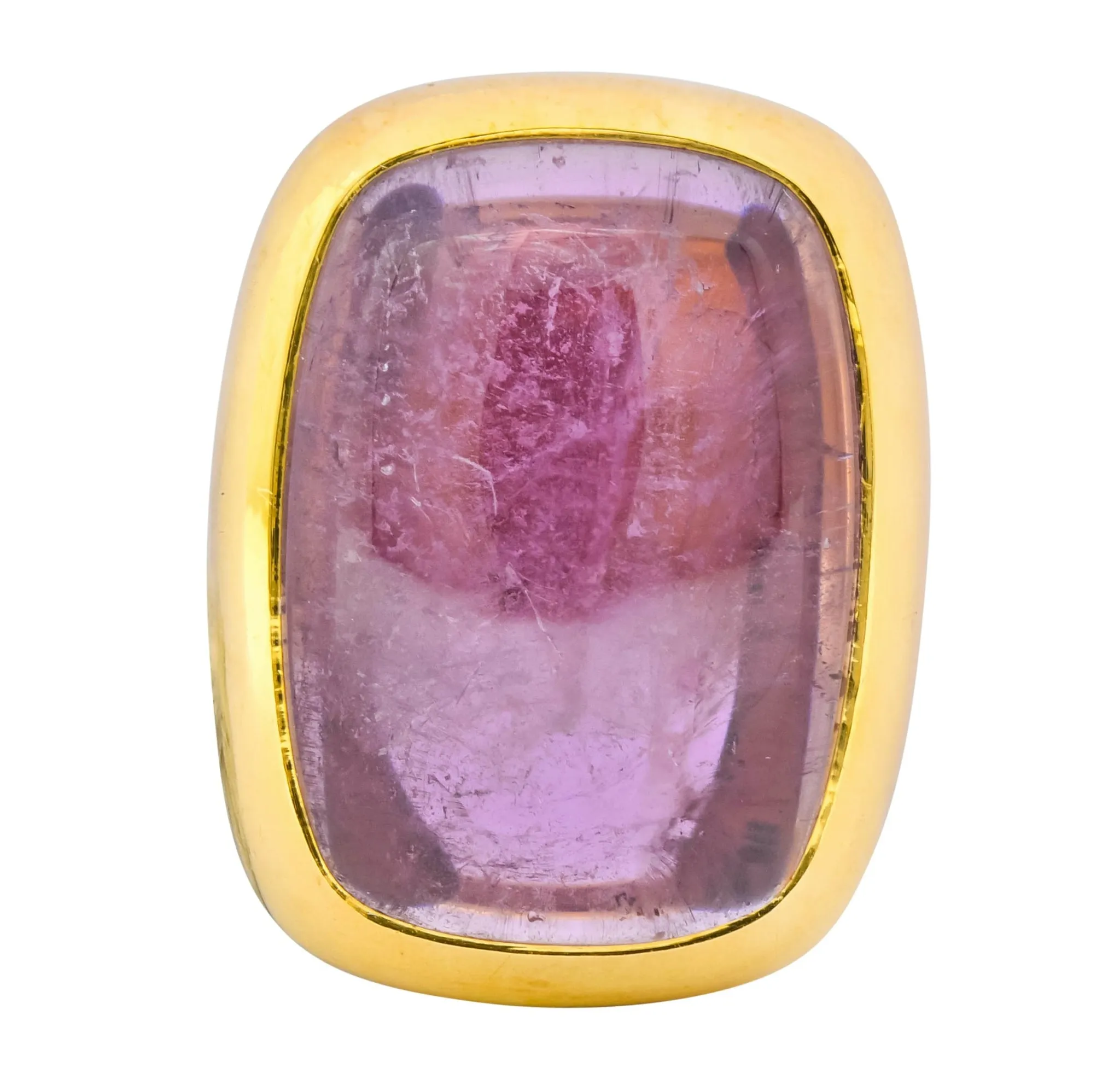 Pomellato Italian Pink Tourmaline 18 Karat Gold Contemporary Statement Ring