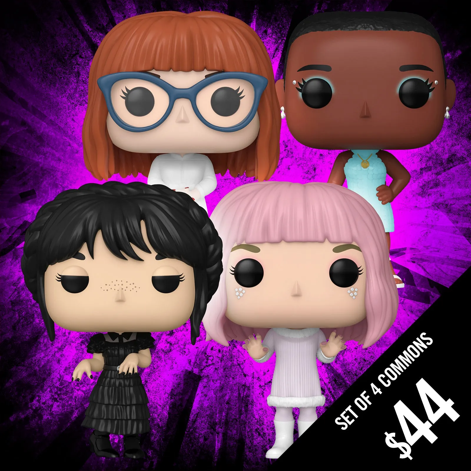 Pre-Order: Funko Pop! Wednesday S2:  Set of 4 Commons