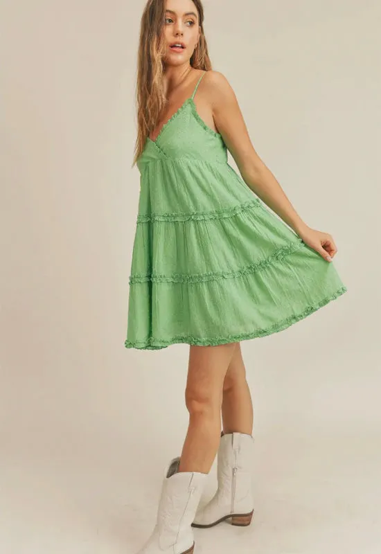 Sadie & Sage - Tiered Mini Dress Green