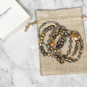 'Shimmer' Beaded Bracelet Set - Grey