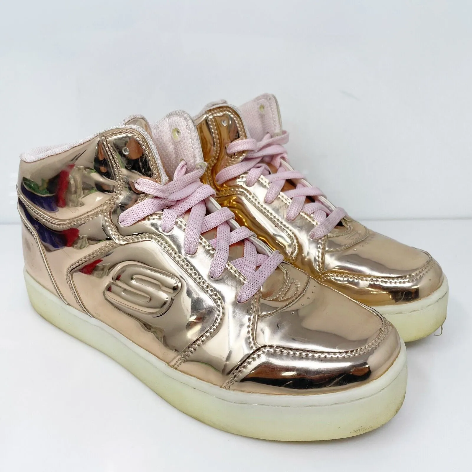 Skechers Girls Energy Lights 10771L Gold Casual Shoes Sneakers Size 5