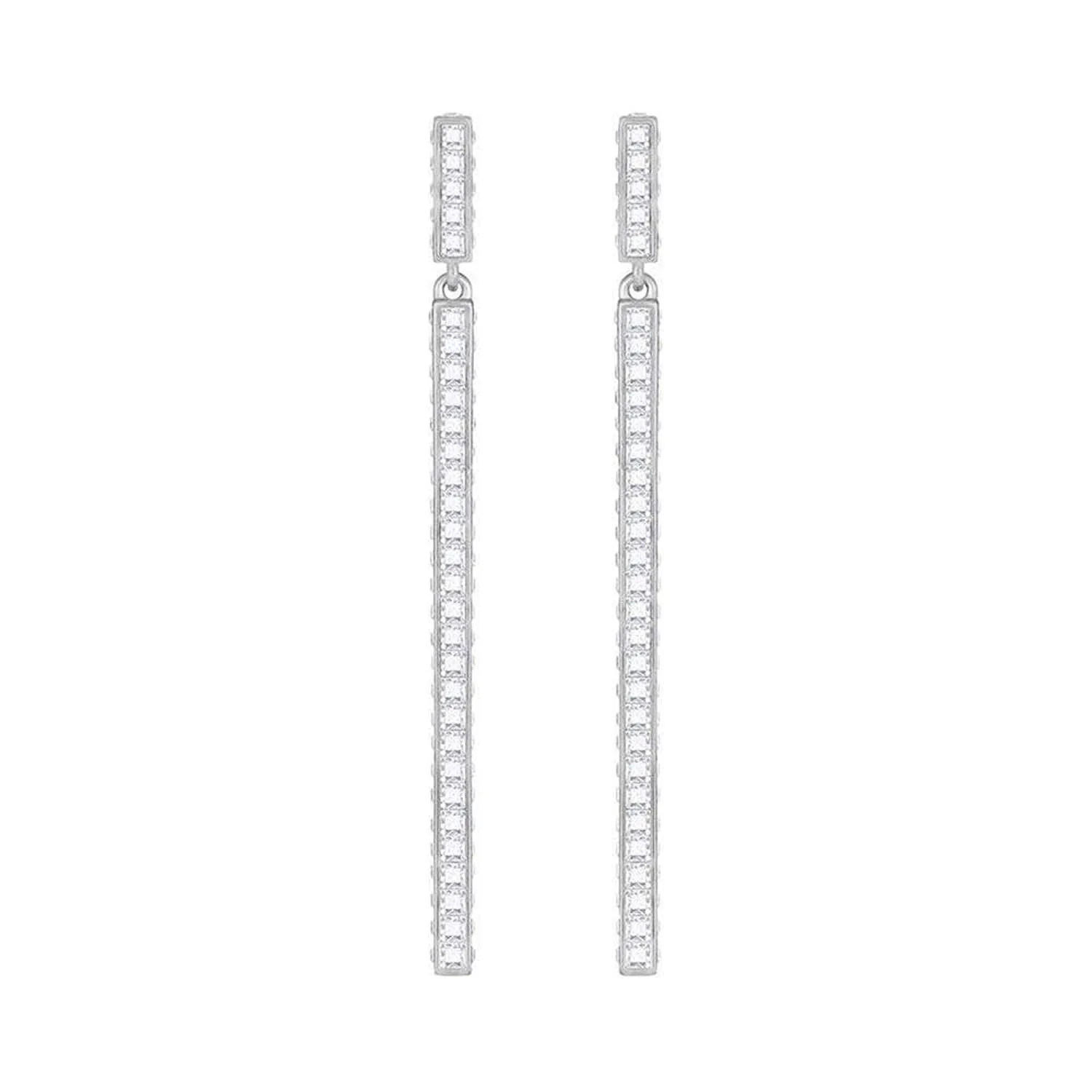 Swarovski Clear Crystal Long Pierced Earrings GAME, LONG, Rhodium -5292399