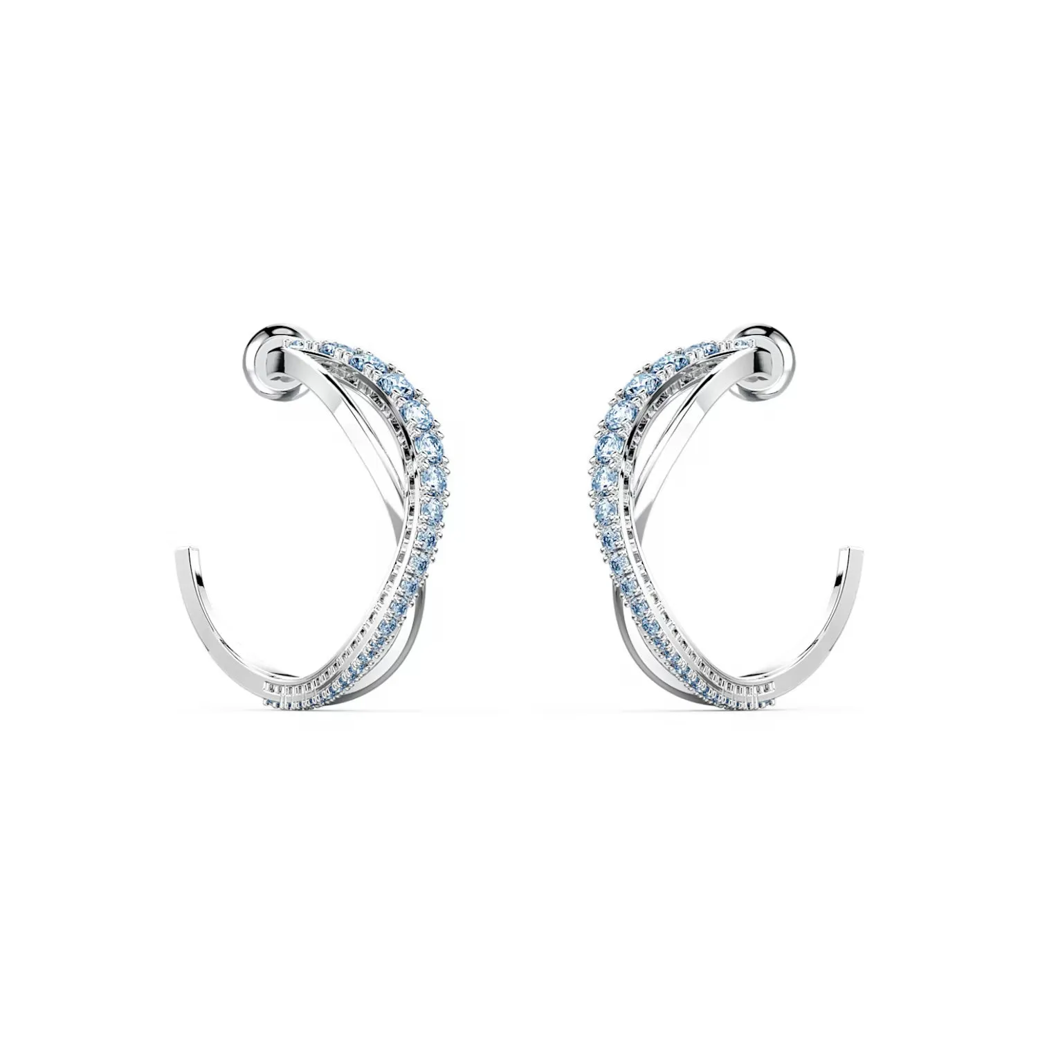 Swarovski Twist Hoop Earrings Blue, Rhodium plated-5582807