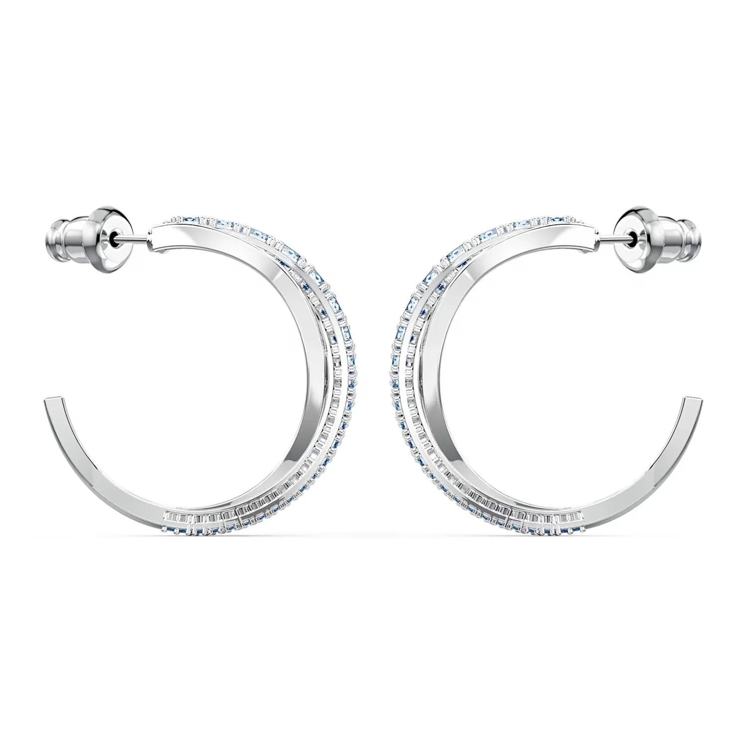 Swarovski Twist Hoop Earrings Blue, Rhodium plated-5582807