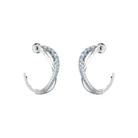 Swarovski Twist Hoop Earrings Blue, Rhodium plated-5582807