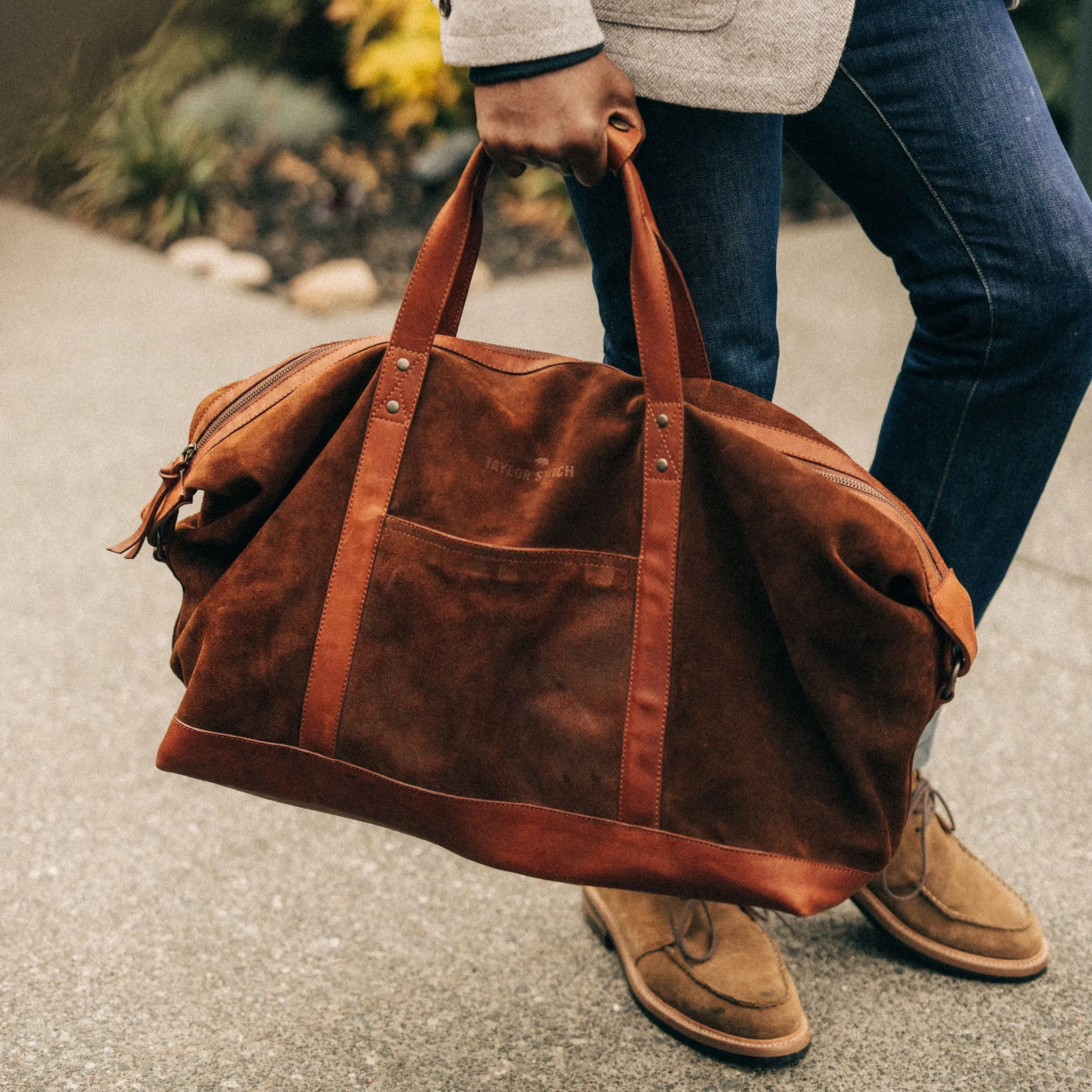 The Weekender Duffle in Chocolate Roughout