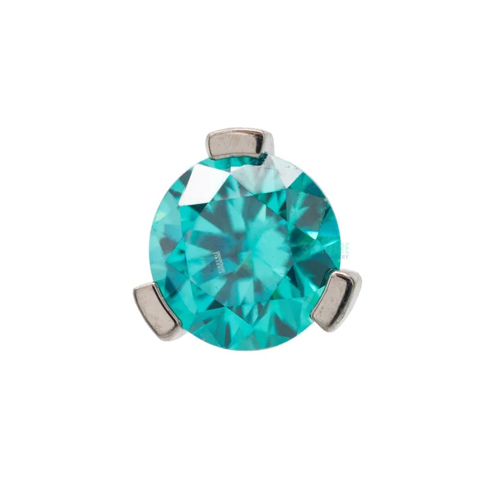 threadless: 4mm 3 Prong-Set Round Faceted Gem End