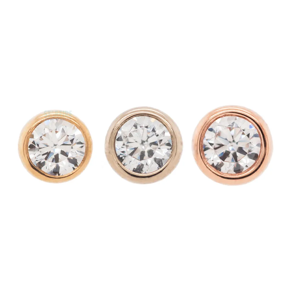 threadless: Bezel-Set White CZ Pin in Gold