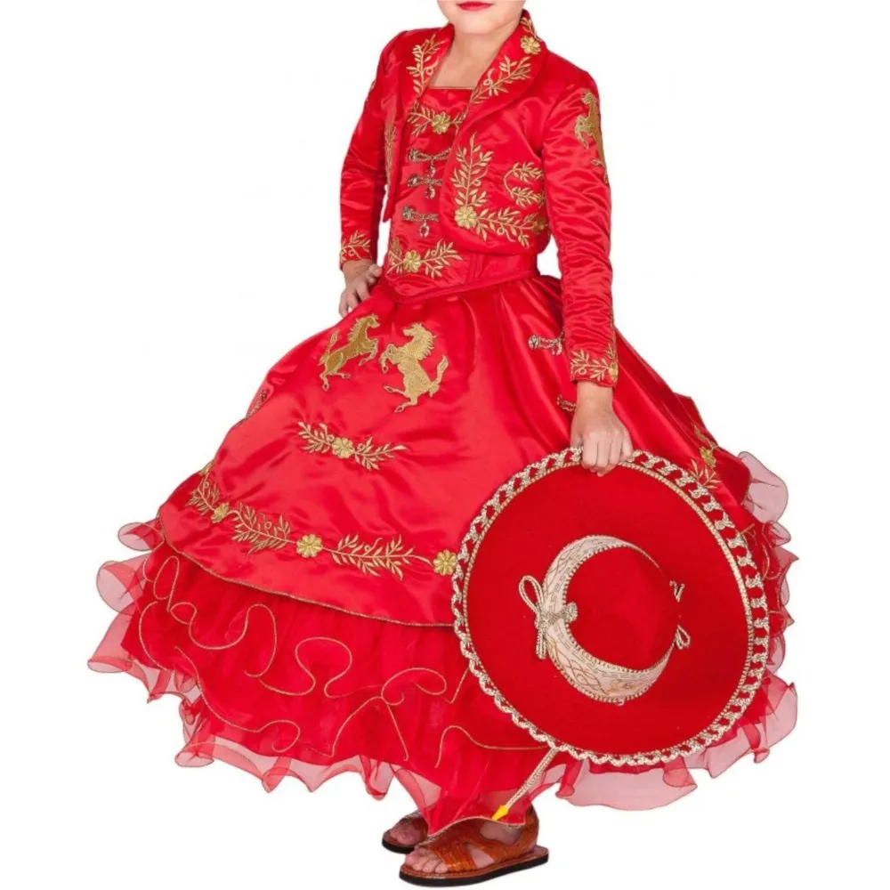 Traje Charro de Niña KS-76221 Red - Charro Suit for Girls