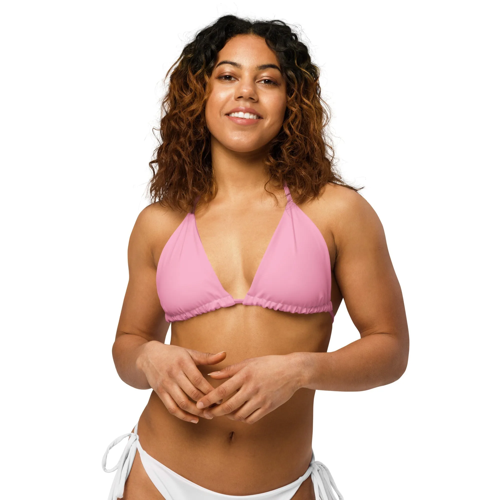 TRIANGLE STRING BIKINI TOP ECO - FAIRY FLOSS PINK