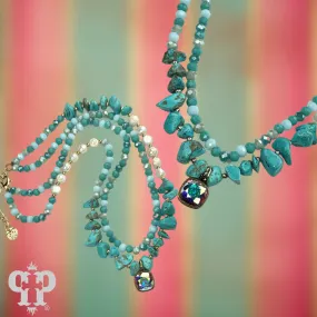 Turquoise Bead Necklace - Pink Panache