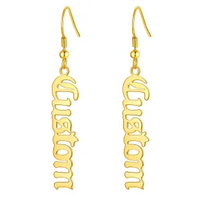 U7 Jewelry Custom Name Earrings Vertical Bar Dangle Drop Earrings For Women