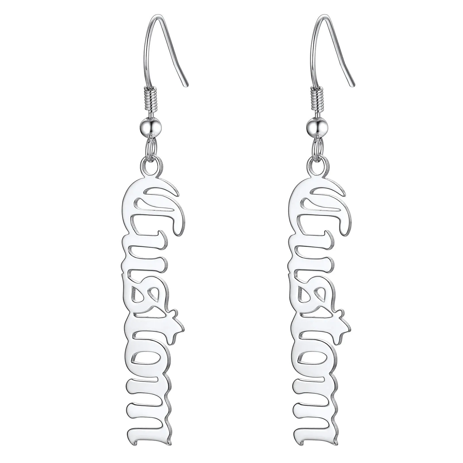 U7 Jewelry Custom Name Earrings Vertical Bar Dangle Drop Earrings For Women