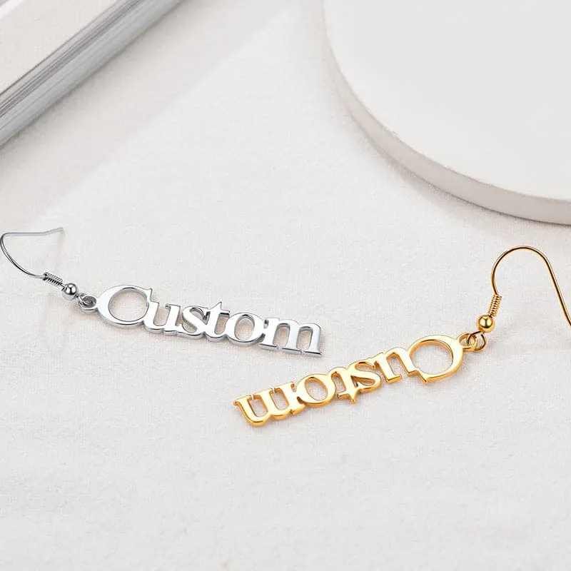 U7 Jewelry Custom Name Earrings Vertical Bar Dangle Drop Earrings For Women