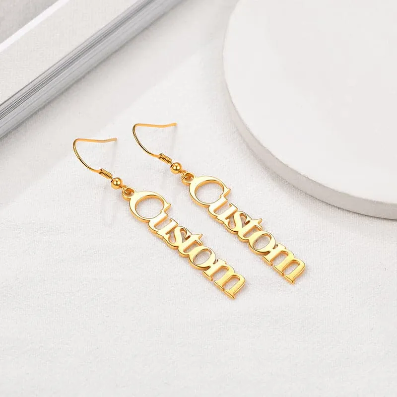 U7 Jewelry Custom Name Earrings Vertical Bar Dangle Drop Earrings For Women