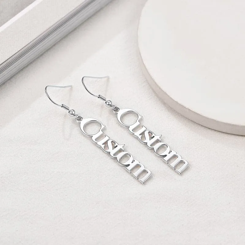 U7 Jewelry Custom Name Earrings Vertical Bar Dangle Drop Earrings For Women