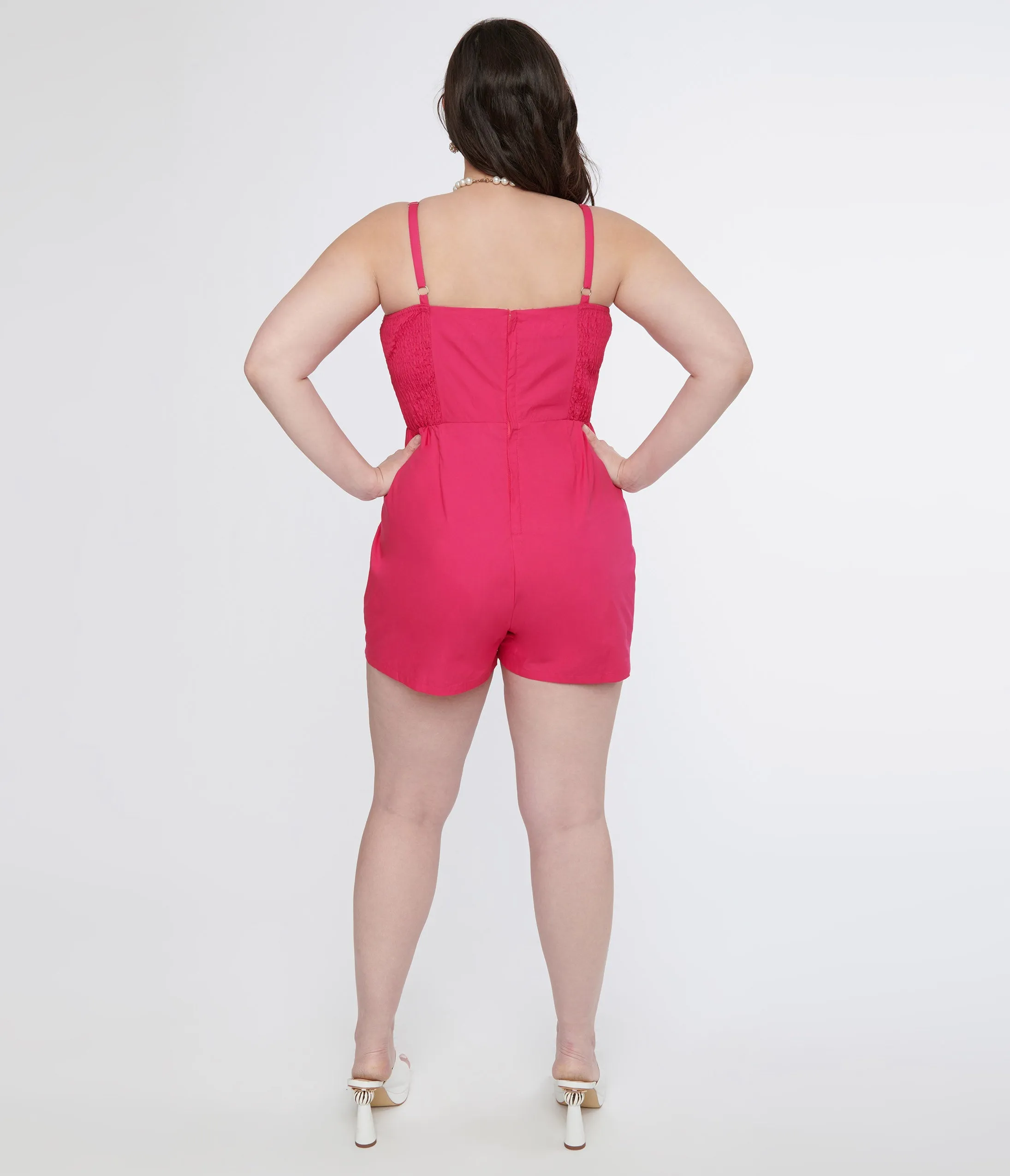 Unique Vintage Plus Size 1950s Hot Pink & White Butterfly Ossining Romper