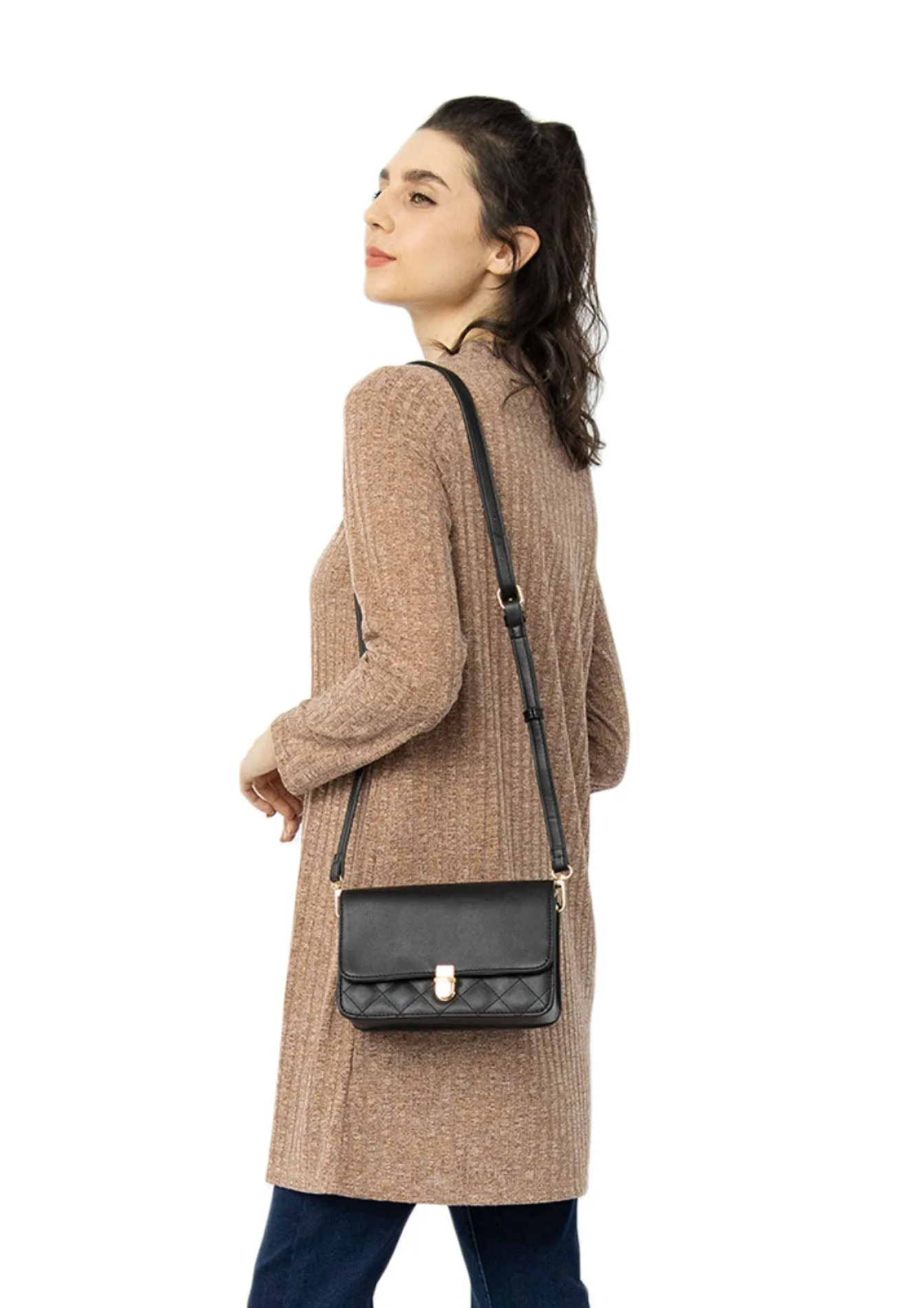 VOIR Boxy Clasp Quilted Crossbody Bag