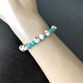 White and Sea Green Mosaic Shell Bracelet