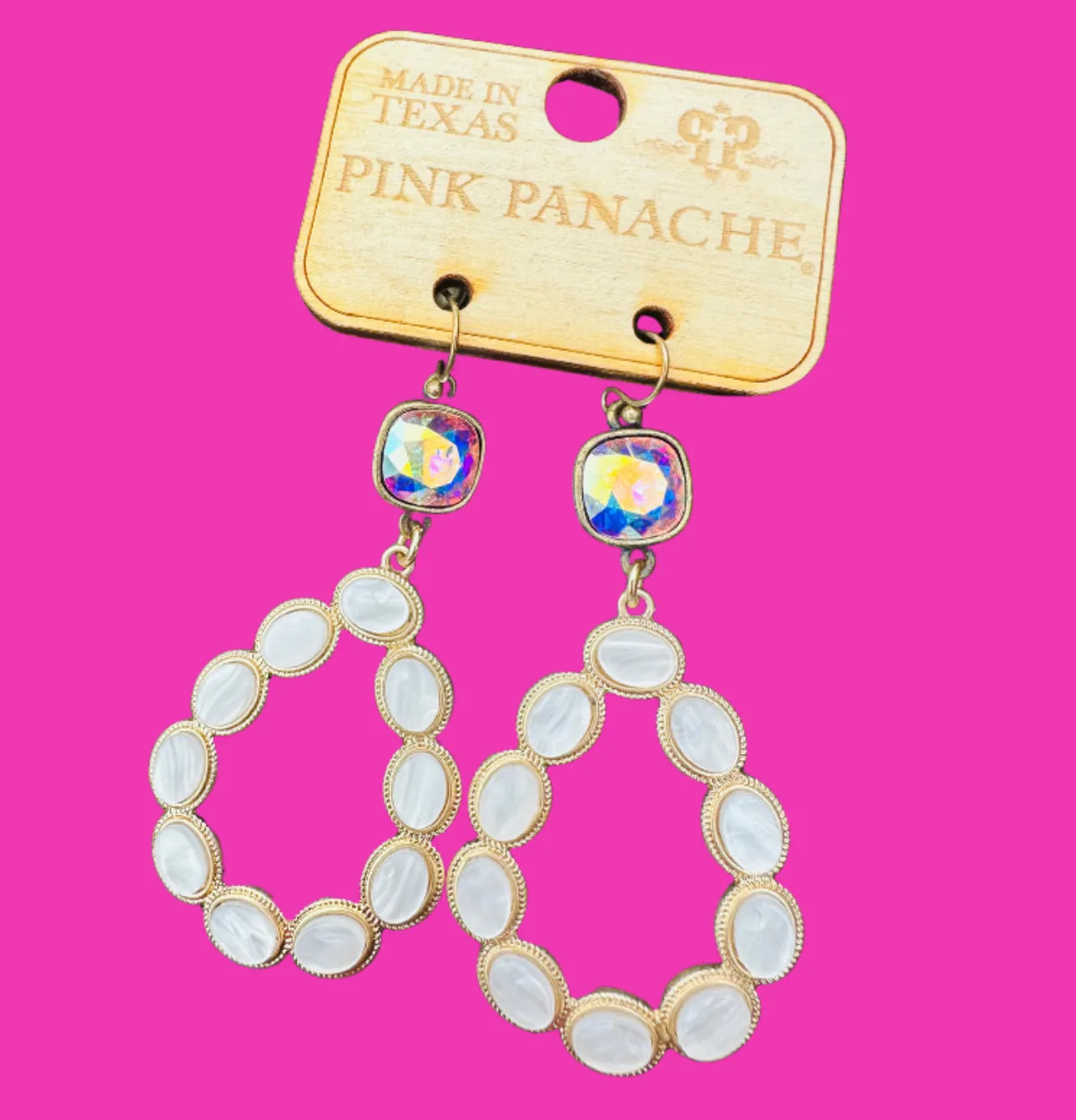 White Pearl Earrings - Pink Panache