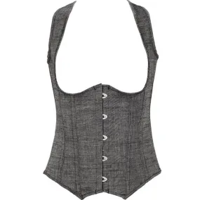 Women Grey Shoulder Straps Lace Up Plus Size Corset