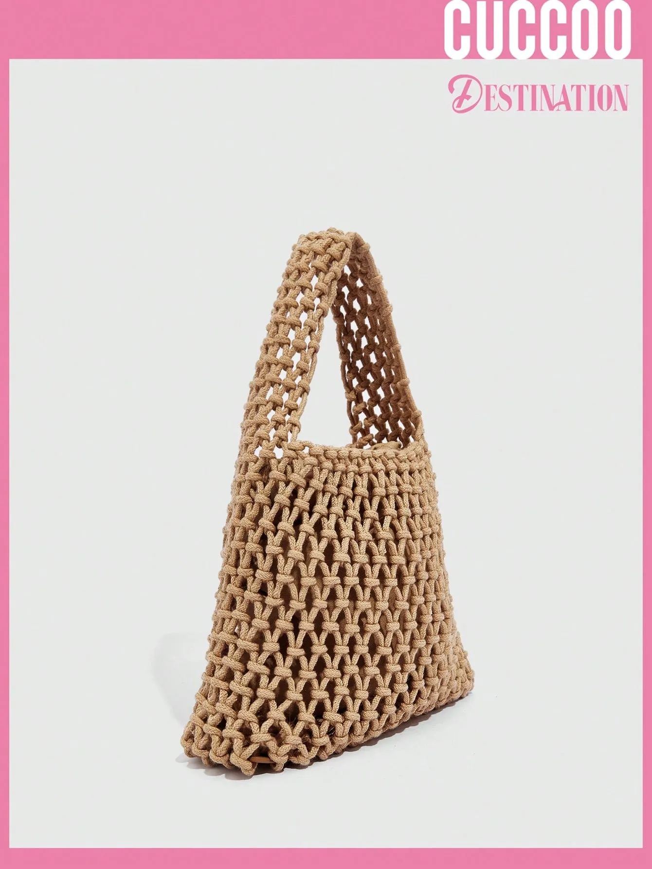 Women's Mini Crochet Bag Hollow Out Design Brown Versatile Vacation