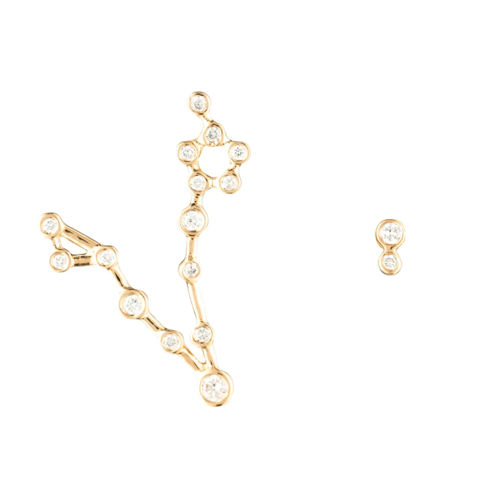 Zodiacs 14K & Diamond Pisces + Water Stud Set